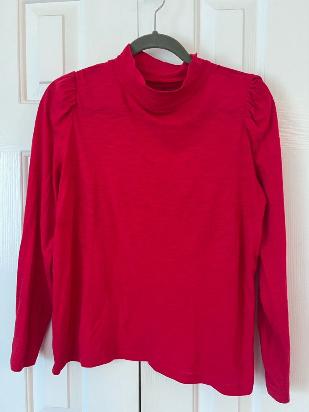 LOFT Long-Sleeve Mock Neck Top in Bright Red